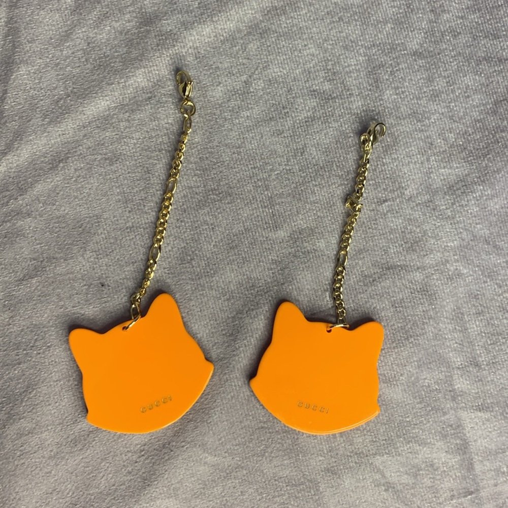 Gucci Orange Black Fox/Raccoon Red Pink Rhinestone Gold Marmont GG Chain Charms - Picture 3 of 5